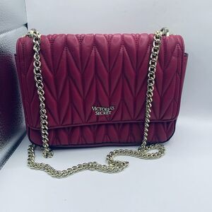 Victoria's Secret Pink Quilted Shoulder Bag with Gold Chain Strap